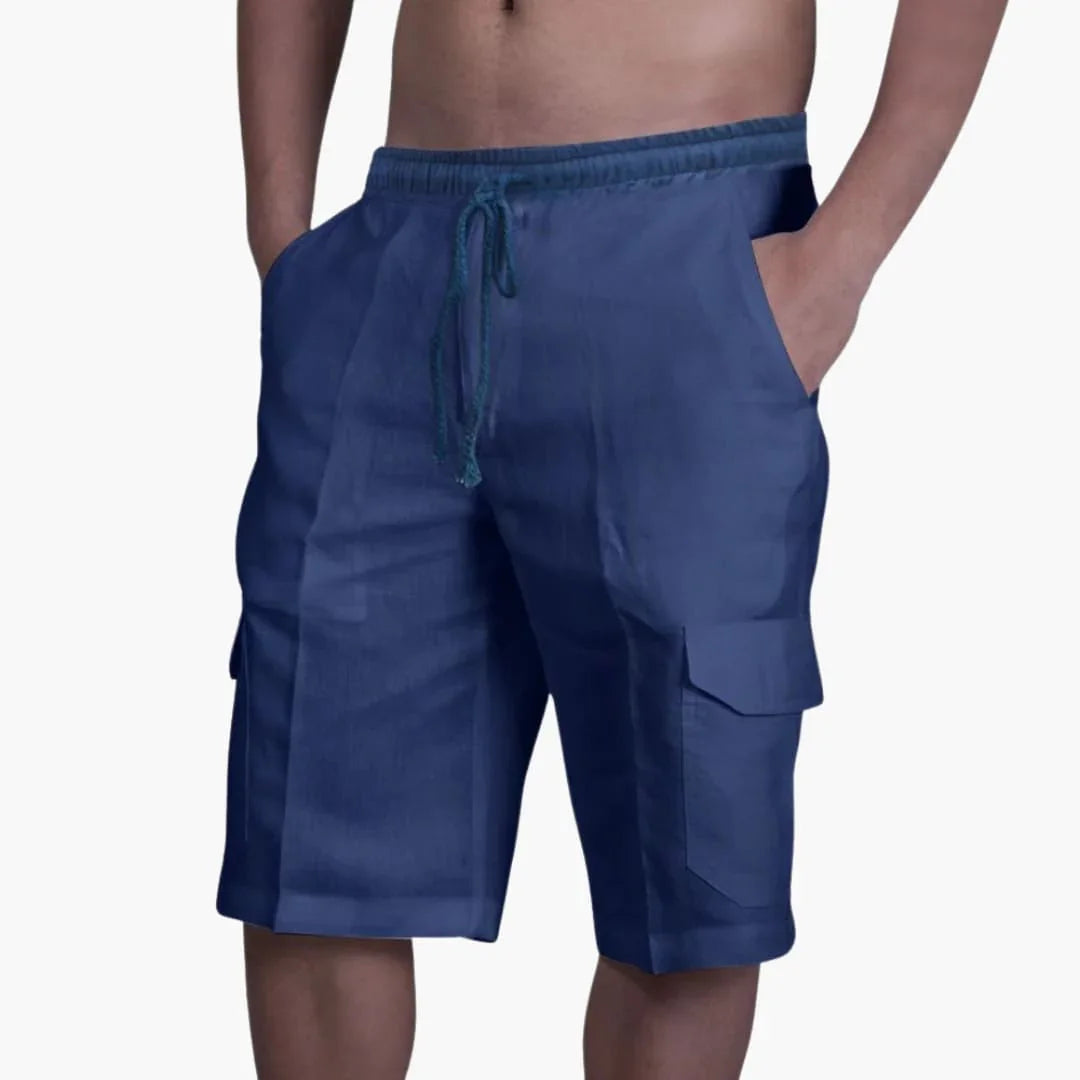 Herren Sommer Cargo-Shorts mit Kordelzug und Taschen