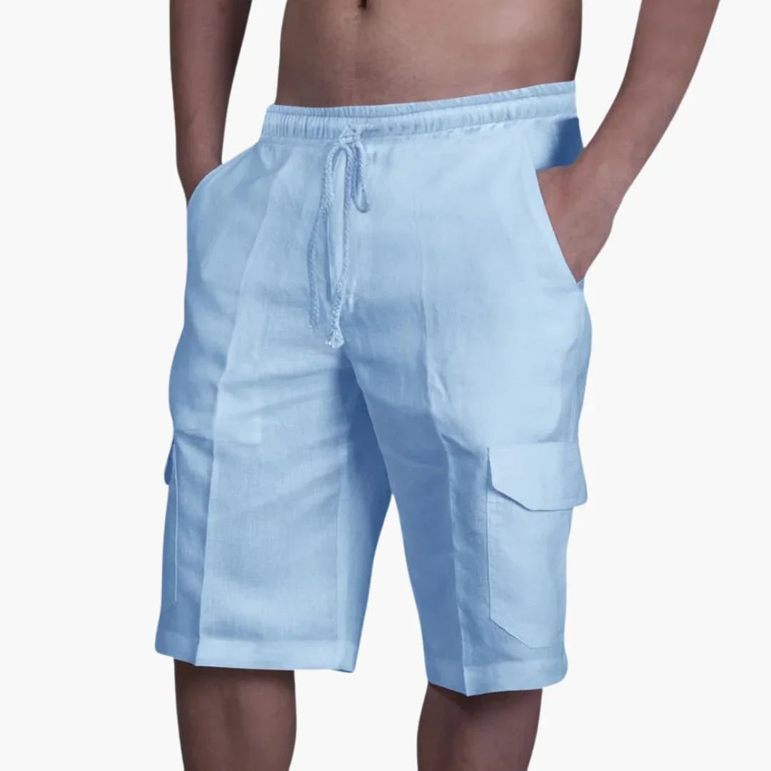 Herren Sommer Cargo-Shorts mit Kordelzug und Taschen