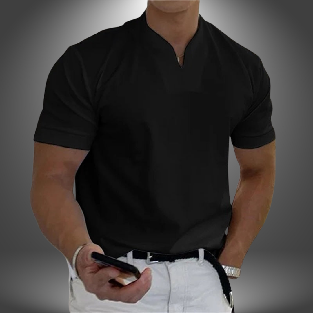 Herren Kurzarm-T-Shirt mit V-Ausschnitt
