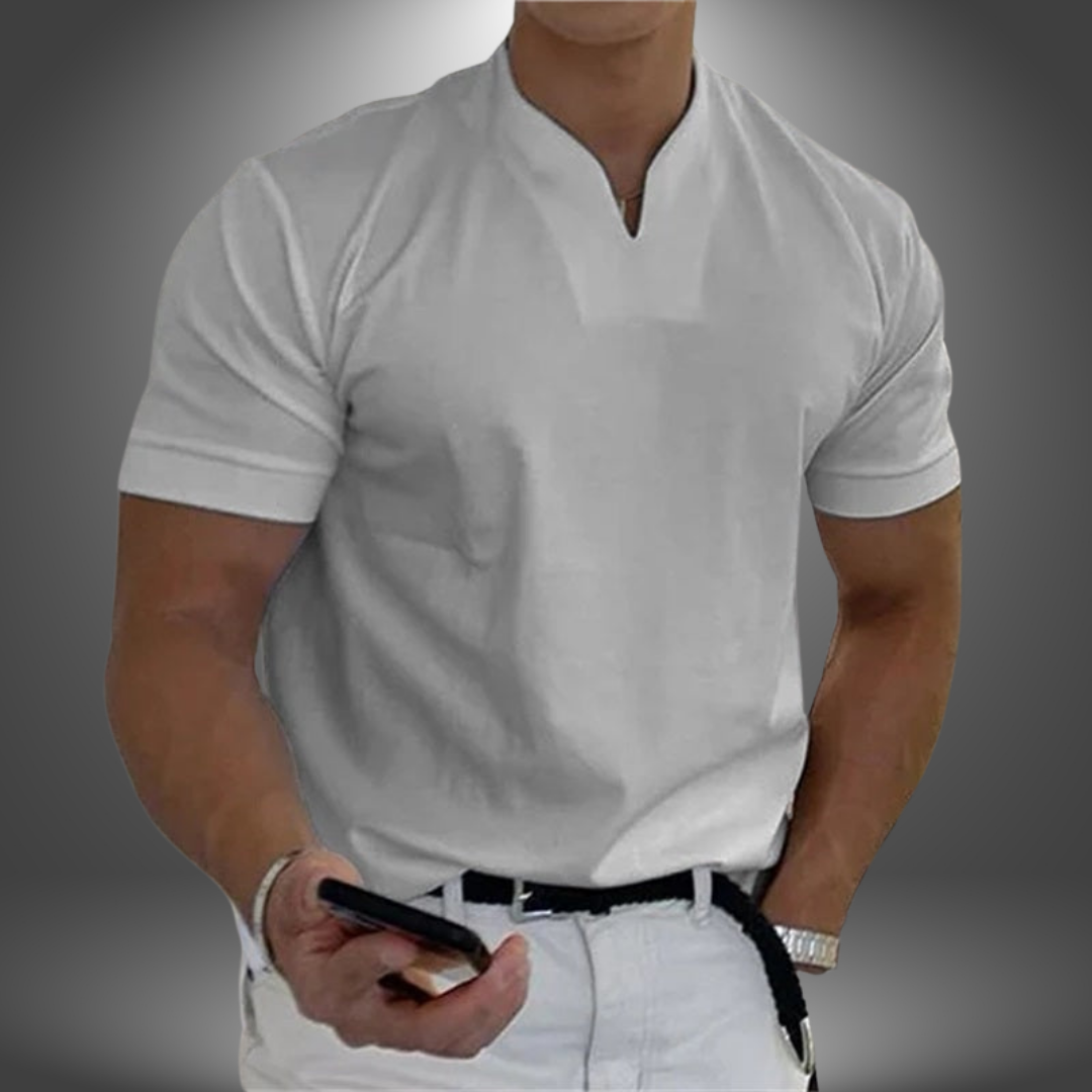 Herren Kurzarm-T-Shirt mit V-Ausschnitt