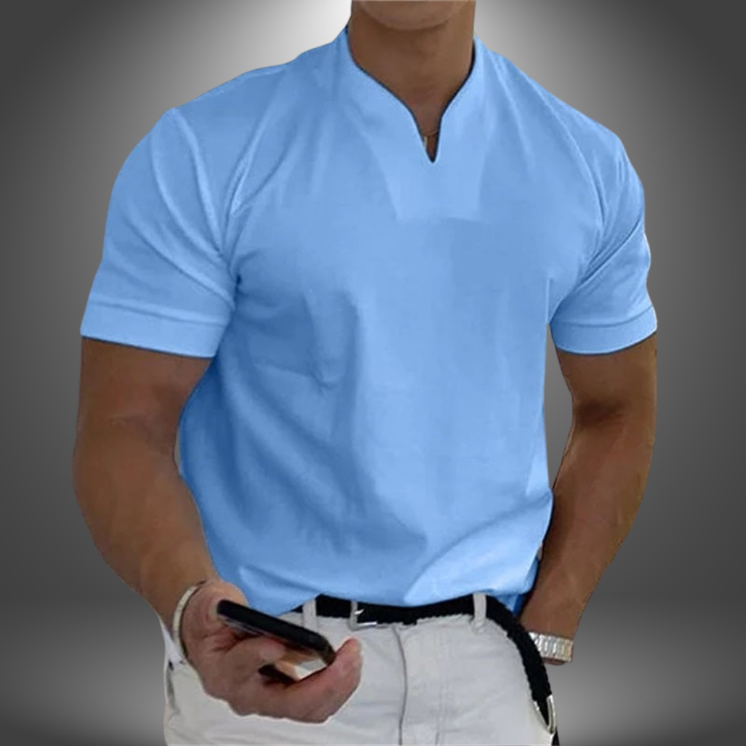 Herren Kurzarm-T-Shirt mit V-Ausschnitt