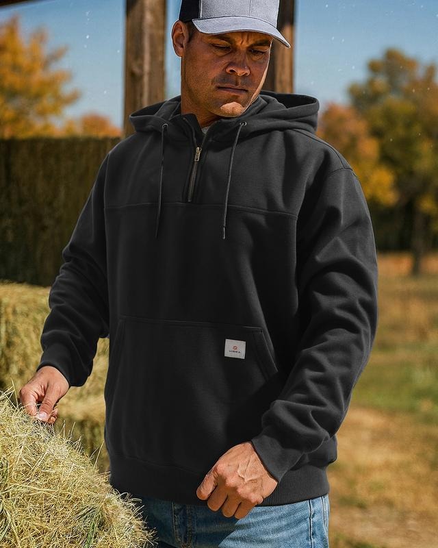 Wasserabweisender Herren-Arbeits-Kapuzenpullover mit halbem Reissverschluss
