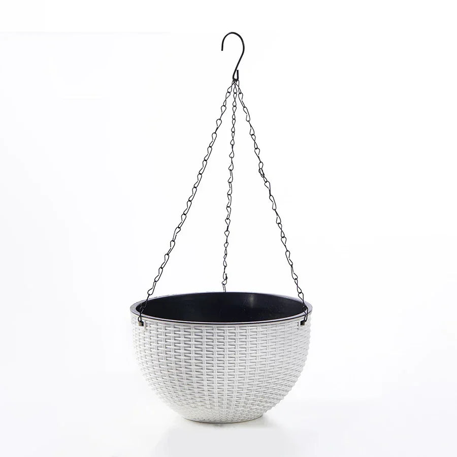 Hängetopf | Europäischer Stil | Muschelmuster und Rattan-Optik | Für Garten, Balkon und Innenbereich