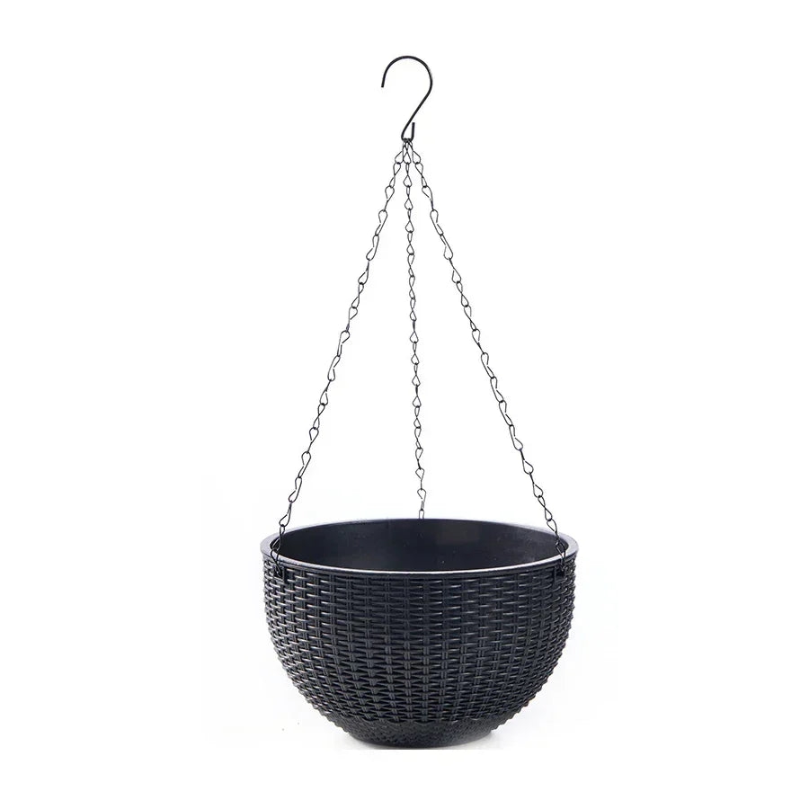 Hängetopf | Europäischer Stil | Muschelmuster und Rattan-Optik | Für Garten, Balkon und Innenbereich
