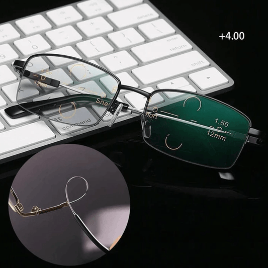 Gleitsicht-Lesebrille aus Titan für Nah und Fern