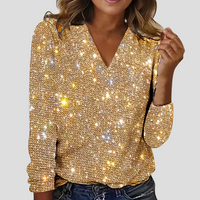 Glitzernde Paillettenbluse mit V-Ausschnitt
