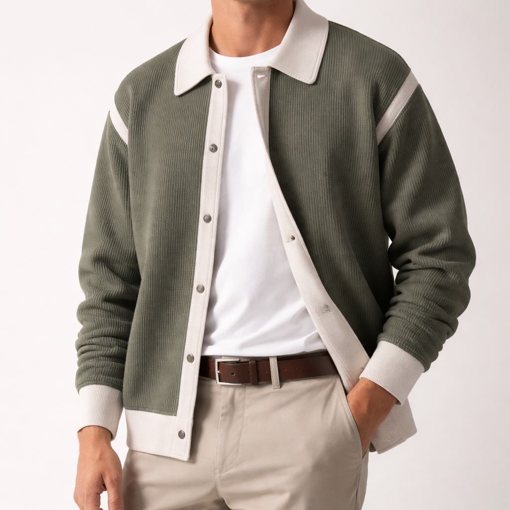 Geknöpfte Herren-Varsity-Jacke