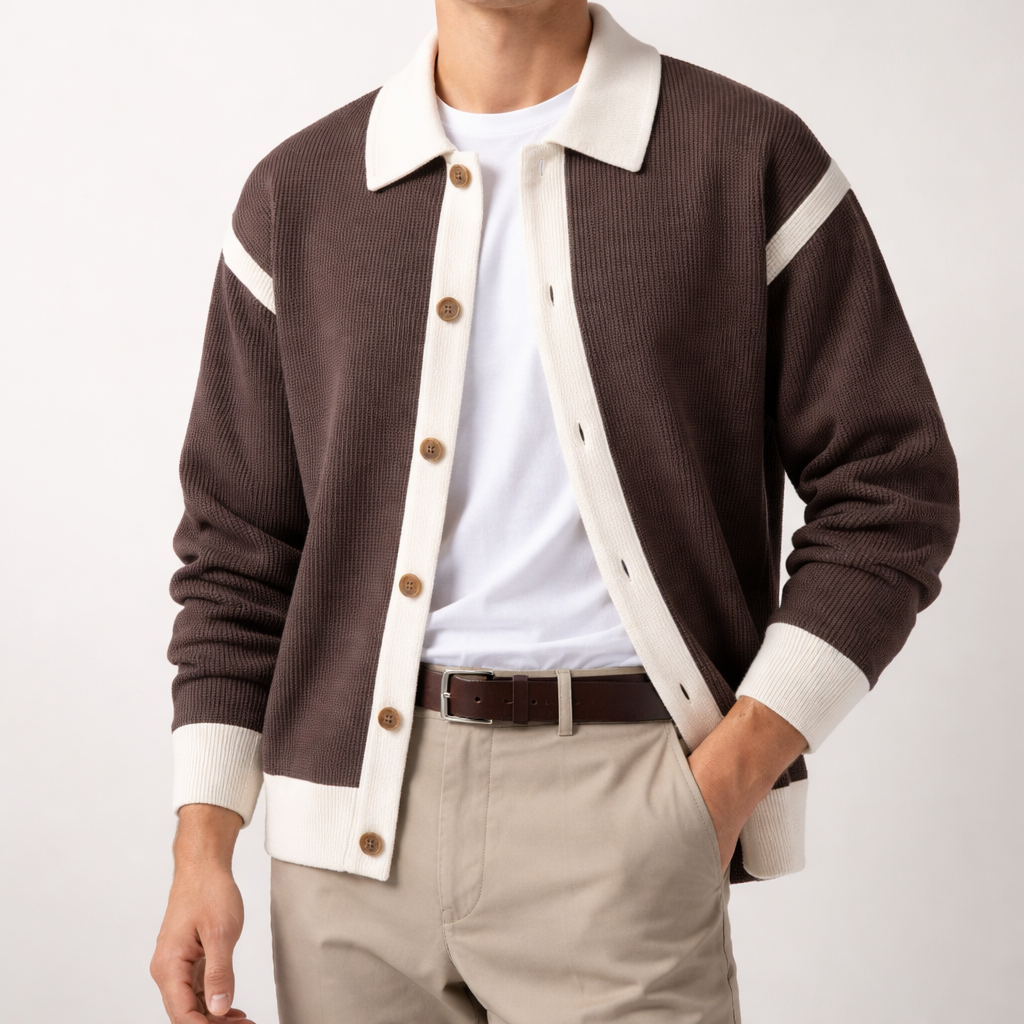 Geknöpfte Herren-Varsity-Jacke