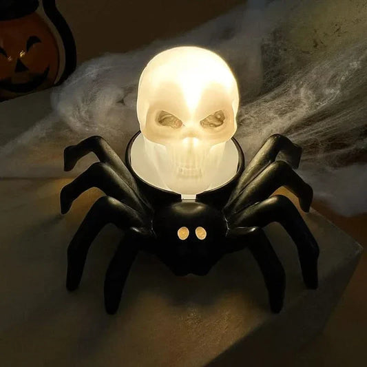 Halloween-LED-Totenkopf- und Spinnenlampe – gruselige Heimdekoration