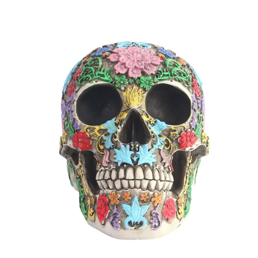 Halloween Totenkopf-Skulptur aus Kunstharz zur Dekoration