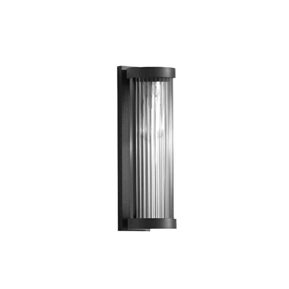 Zylindrische Solar-Aussenleuchte aus Metall und Glas