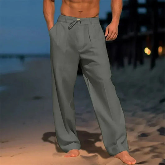 Herren-Leinenhose mit Kordelzug – Relaxed Fit