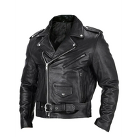 Herren-Motorradjacke mit diagonalem Reissverschluss und Gürtel