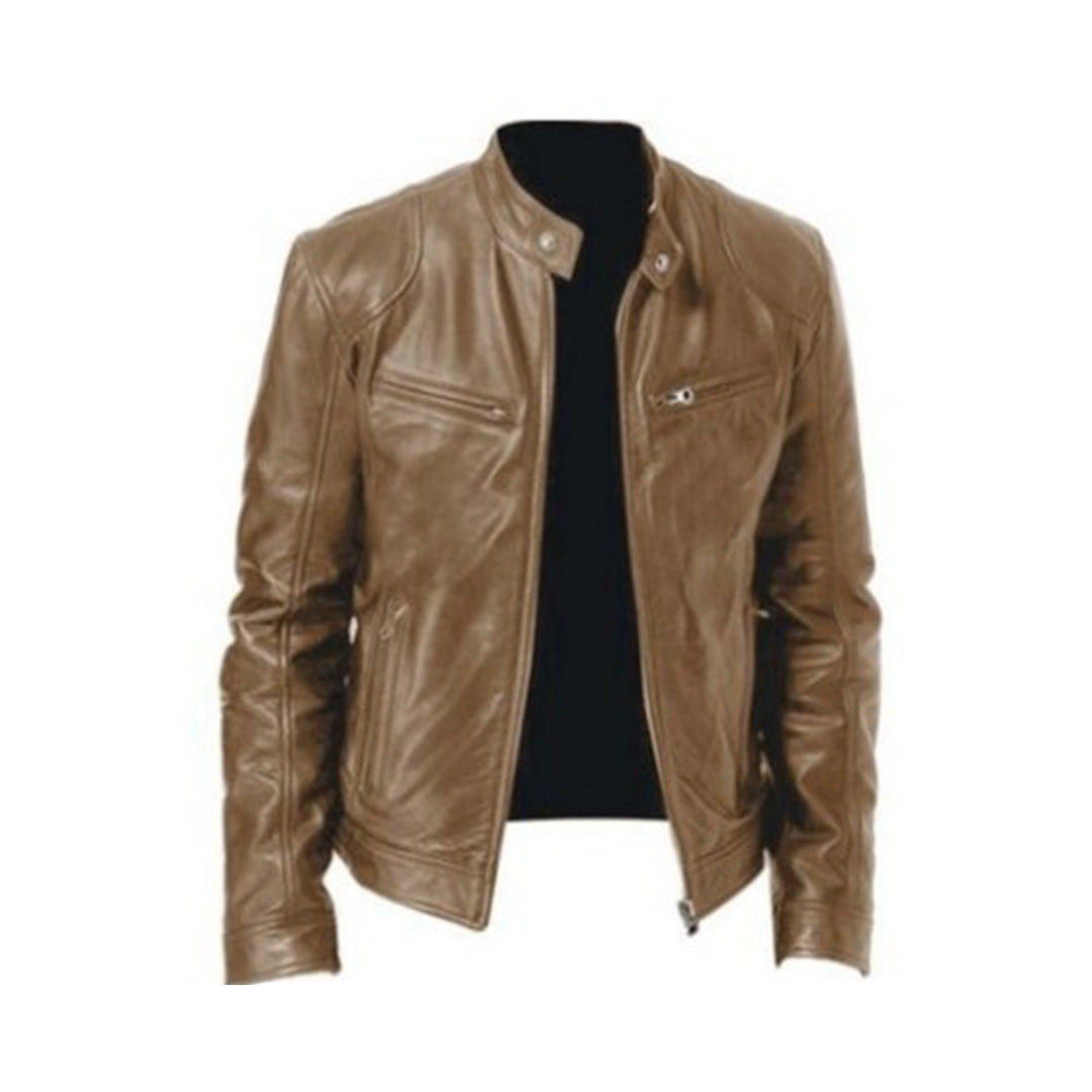 Herren-Motorradjacke mit Reissverschlusstaschen