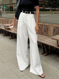 High-Waist-Bundfaltenhose mit weitem Bein für Damen