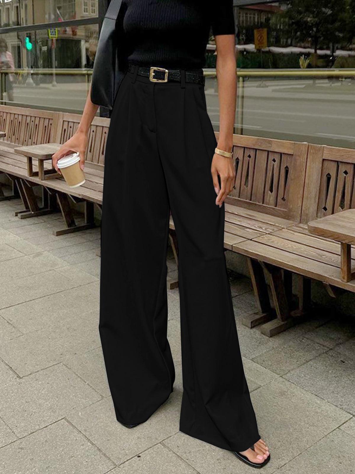 High-Waist-Bundfaltenhose mit weitem Bein für Damen