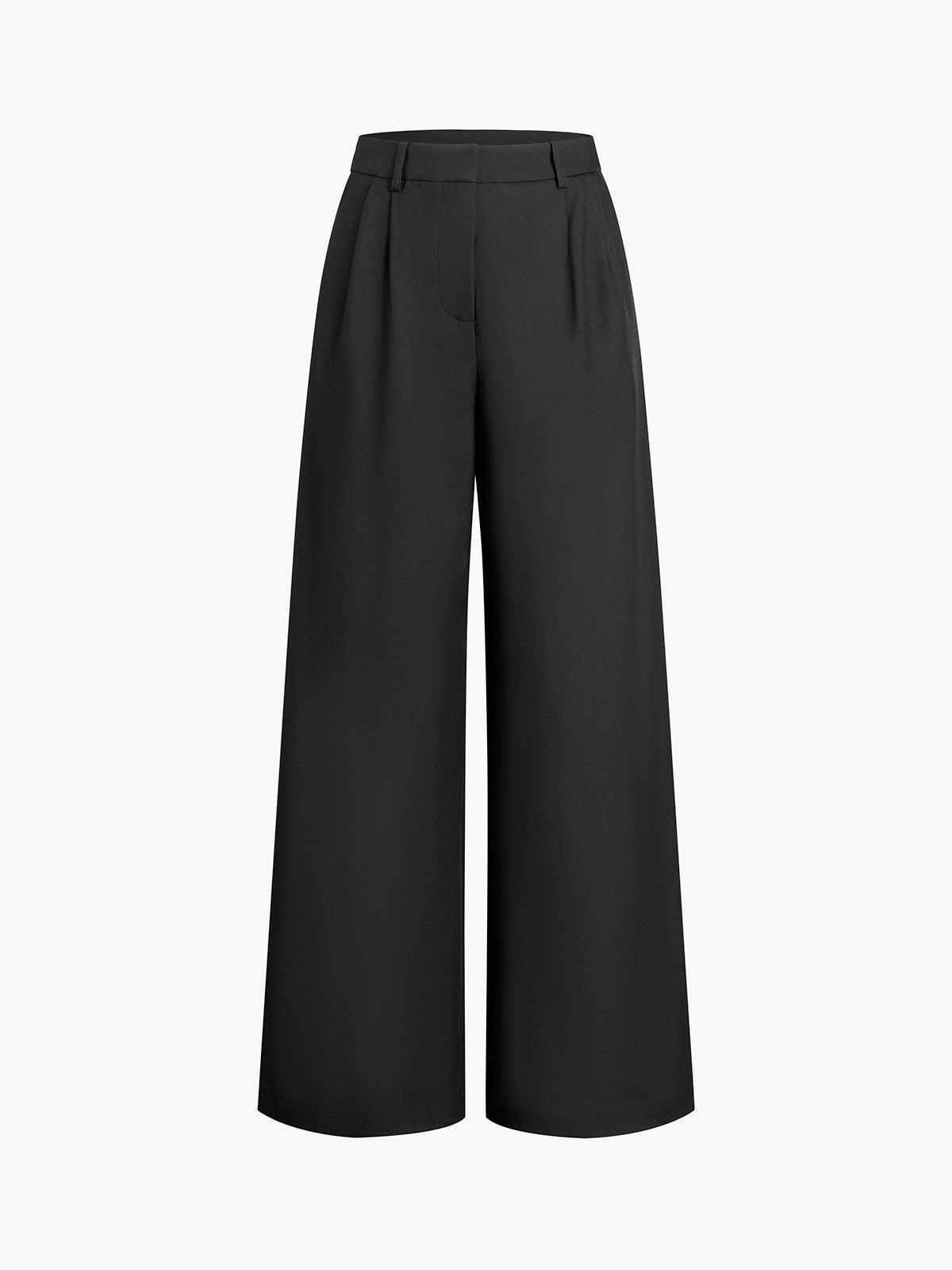 High-Waist-Bundfaltenhose mit weitem Bein für Damen