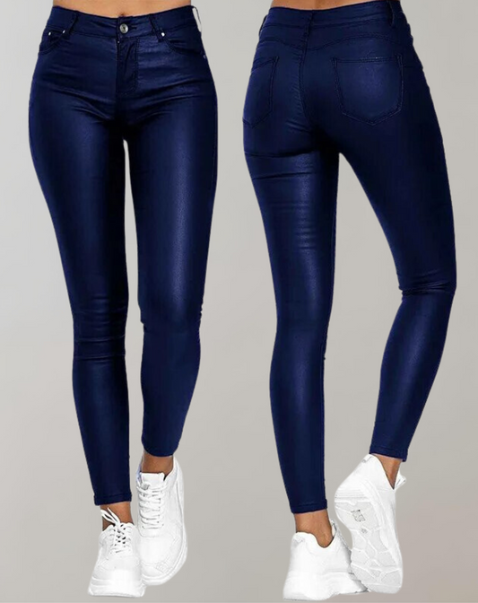 High-Waist-Kunstlederhose für einen eleganten Look