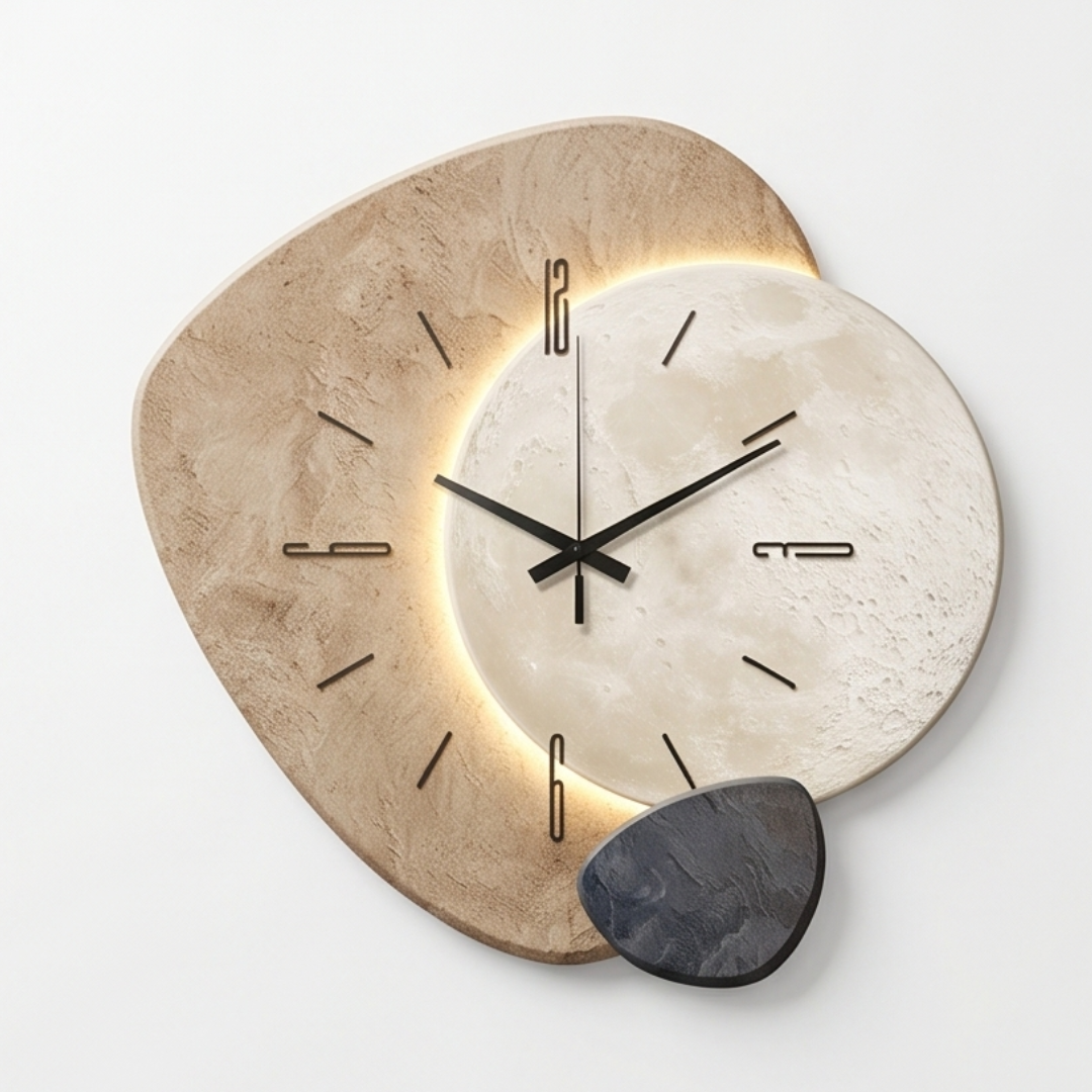 Mondschein-Wanduhr mit warmer Hintergrundbeleuchtung