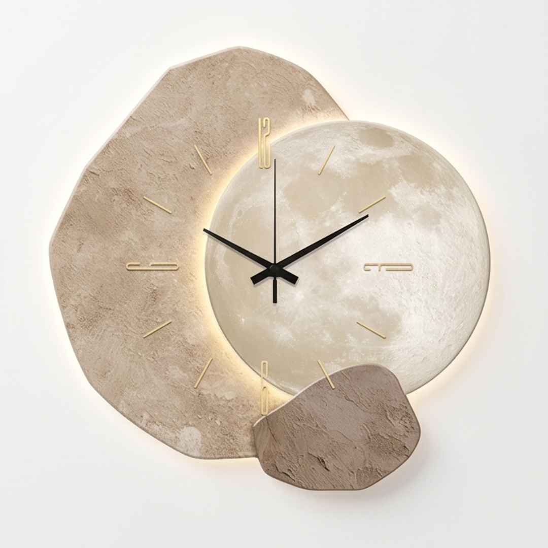 Mondschein-Wanduhr mit warmer Hintergrundbeleuchtung