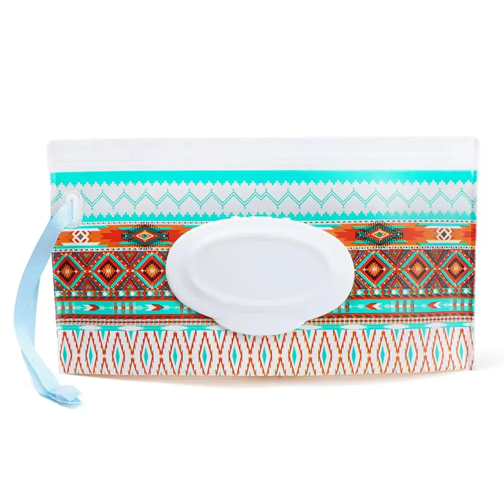 Tragbare Baby-Feuchttüchertasche mit Druckknopfschlaufe und Klappdeckel