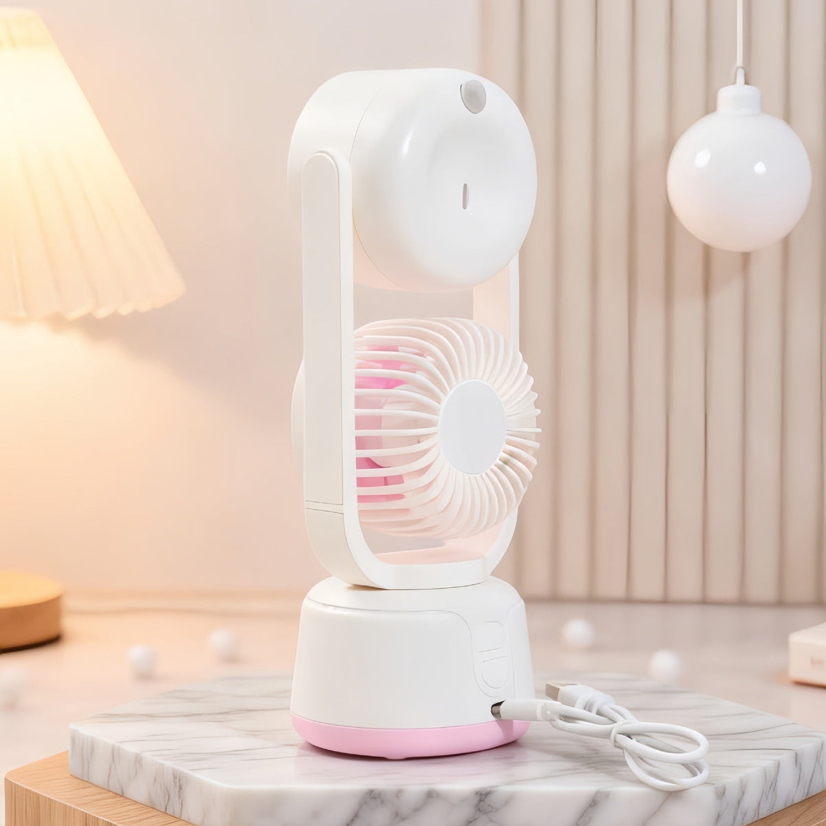 Tragbarer Doppelventilator mit verstellbaren Köpfen