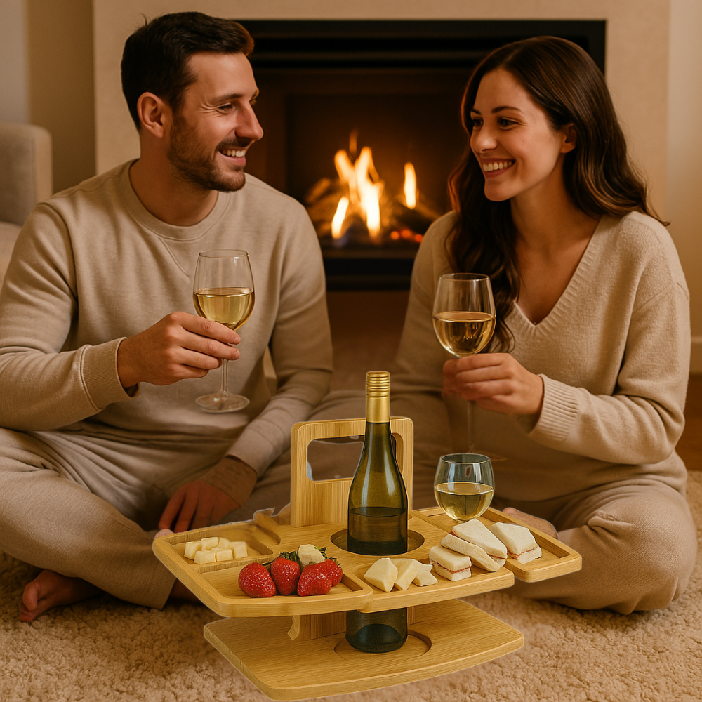 Tragbarer Wein-Picknicktisch aus Holz für Outdoor-Aktivitäten