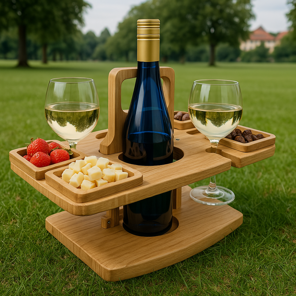 Tragbarer Wein-Picknicktisch aus Holz für Outdoor-Aktivitäten