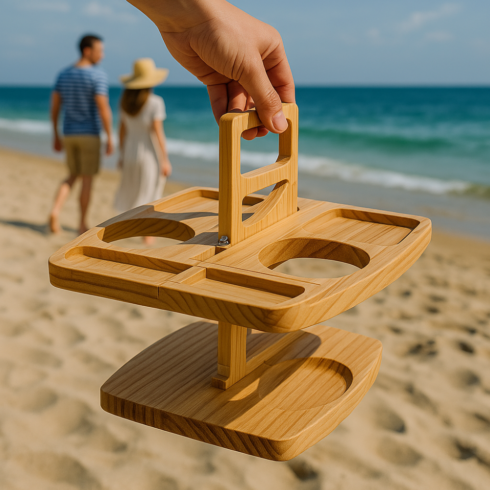 Tragbarer Wein-Picknicktisch aus Holz für Outdoor-Aktivitäten