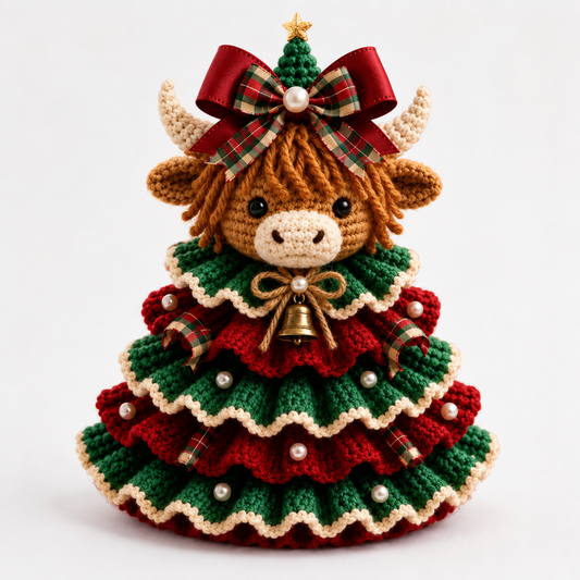 Gehäkeltes Schottisches Hochlandrind Weihnachtsschmuck Set