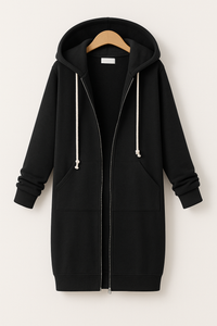 Langer Kapuzenpullover mit Reissverschluss für Damen