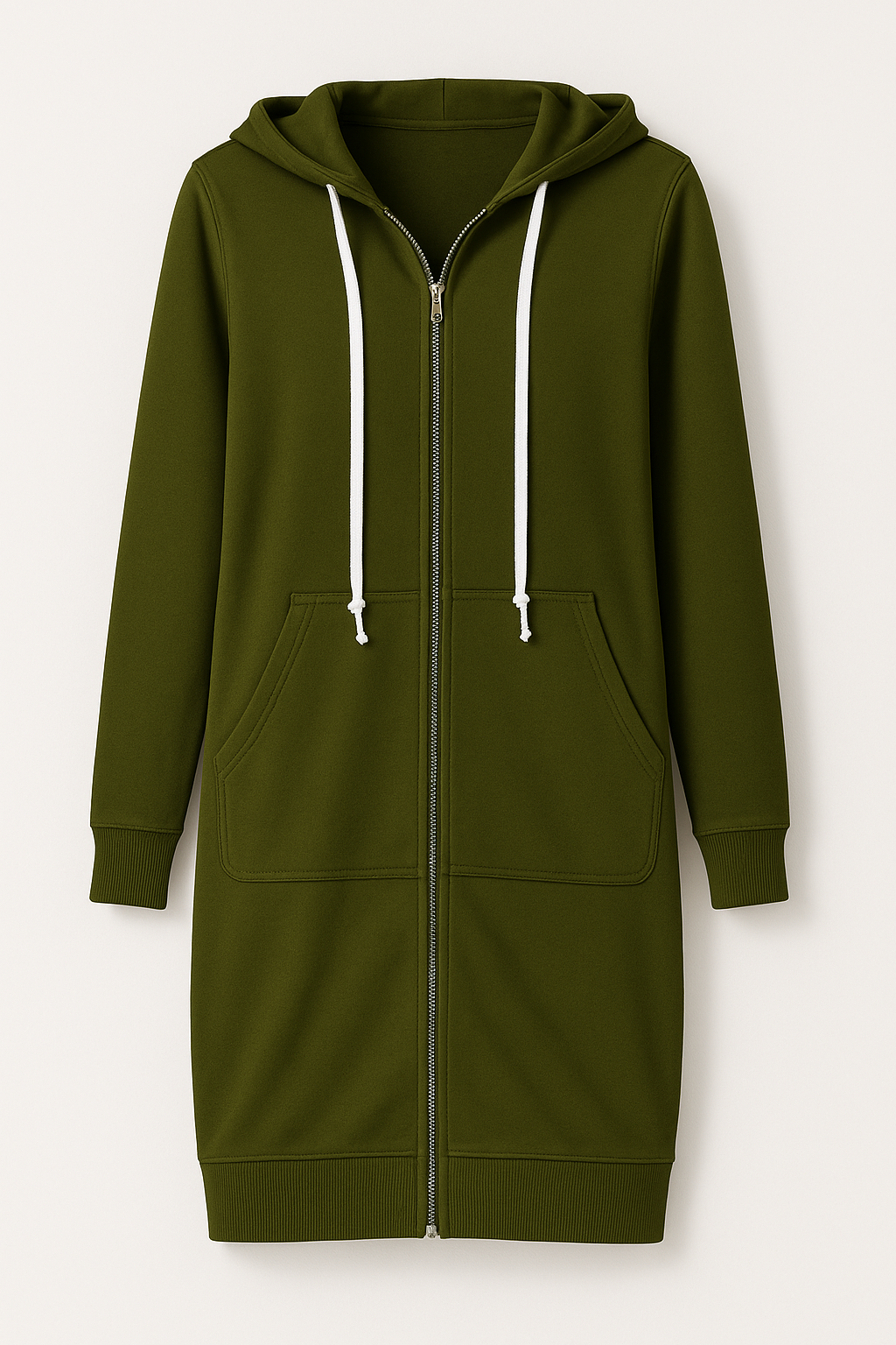 Langer Kapuzenpullover mit Reissverschluss für Damen