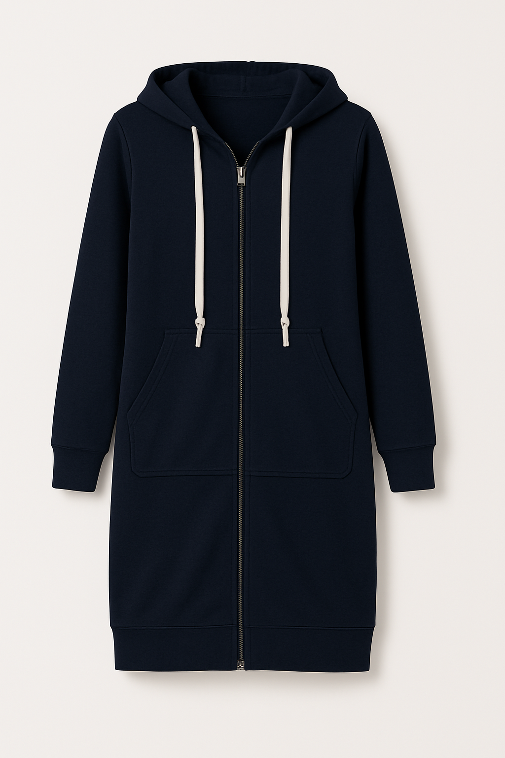 Langer Kapuzenpullover mit Reissverschluss für Damen