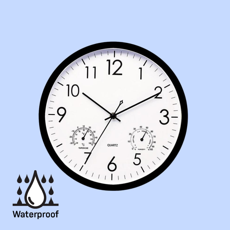 Wetterfeste Outdoor-Gartenuhr mit Thermometer