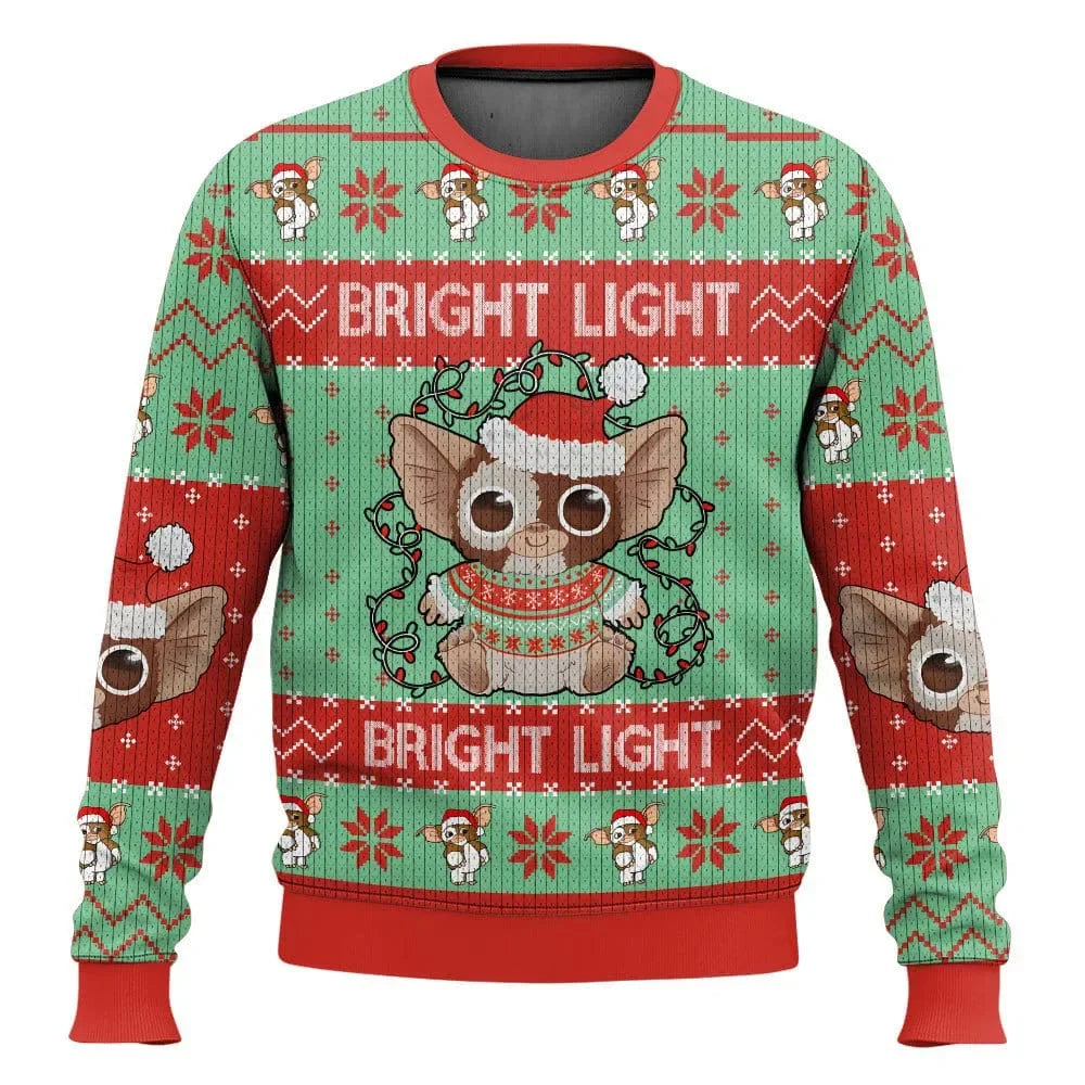 Weihnachtliches Gremlins Oberteil mit 3D-Druck | Unisex-Pullover mit winterlichem Monstermotiv