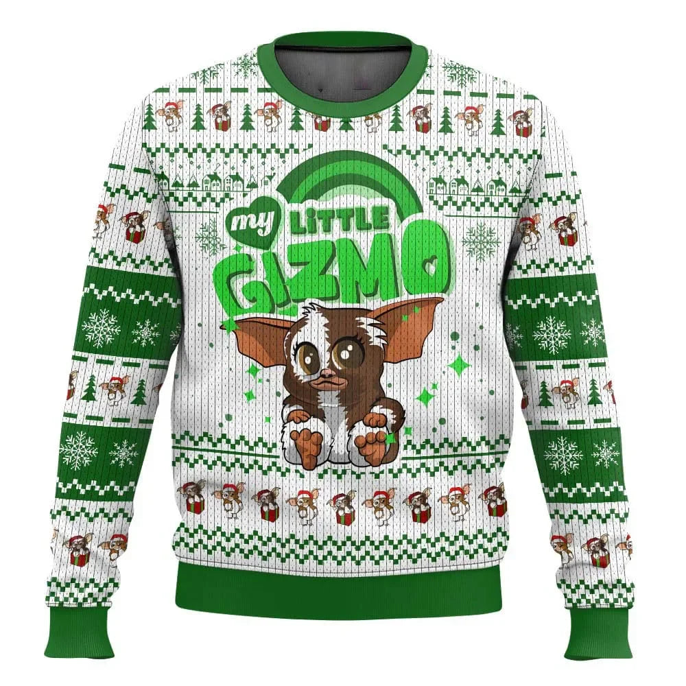 Weihnachtliches Gremlins Oberteil mit 3D-Druck | Unisex-Pullover mit winterlichem Monstermotiv