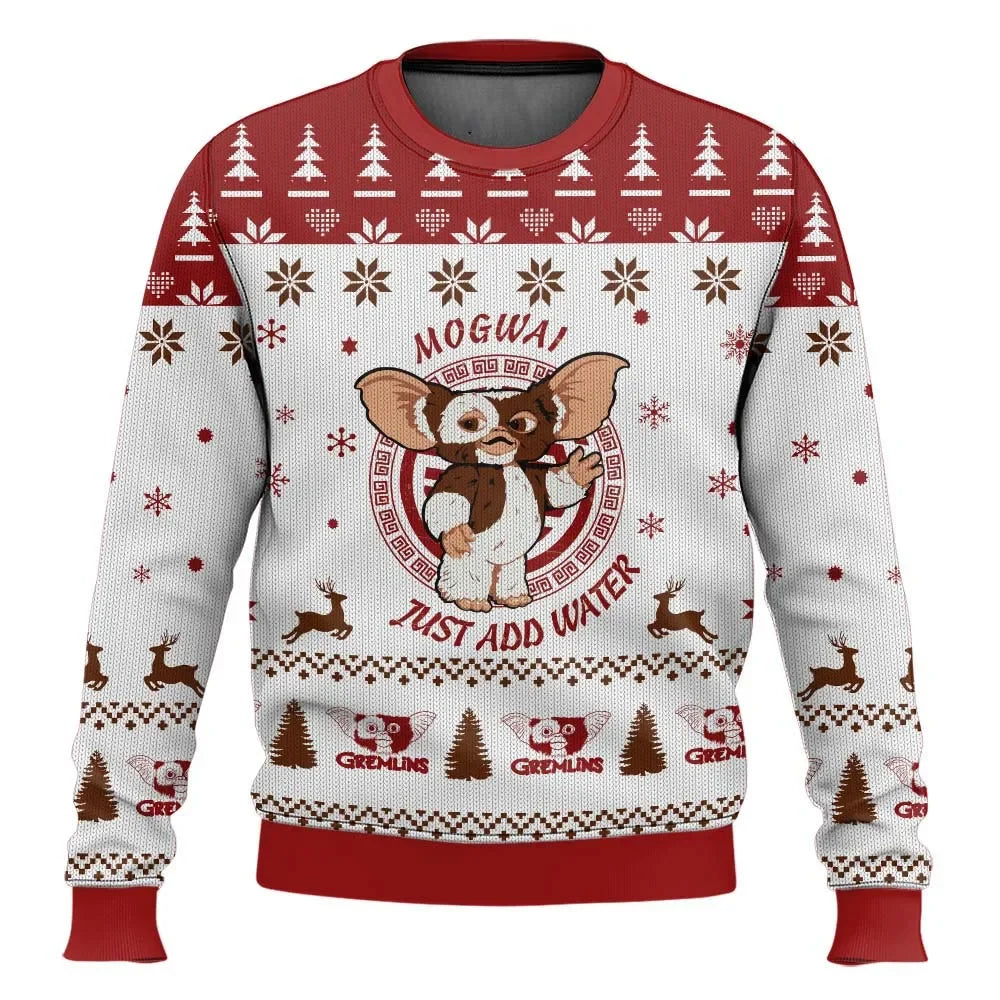 Weihnachtliches Gremlins Oberteil mit 3D-Druck | Unisex-Pullover mit winterlichem Monstermotiv