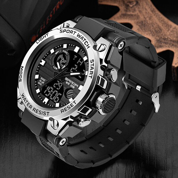 Militär-Herrenarmbanduhr – Robuste, multifunktionale analoge und digitale Armbanduhr