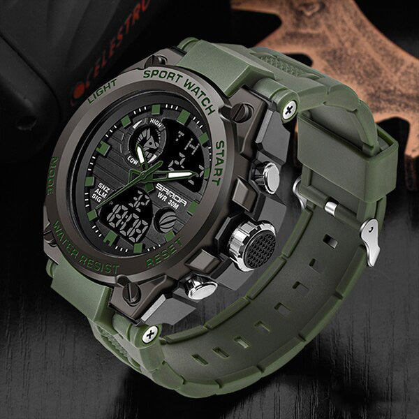 Militär-Herrenarmbanduhr – Robuste, multifunktionale analoge und digitale Armbanduhr