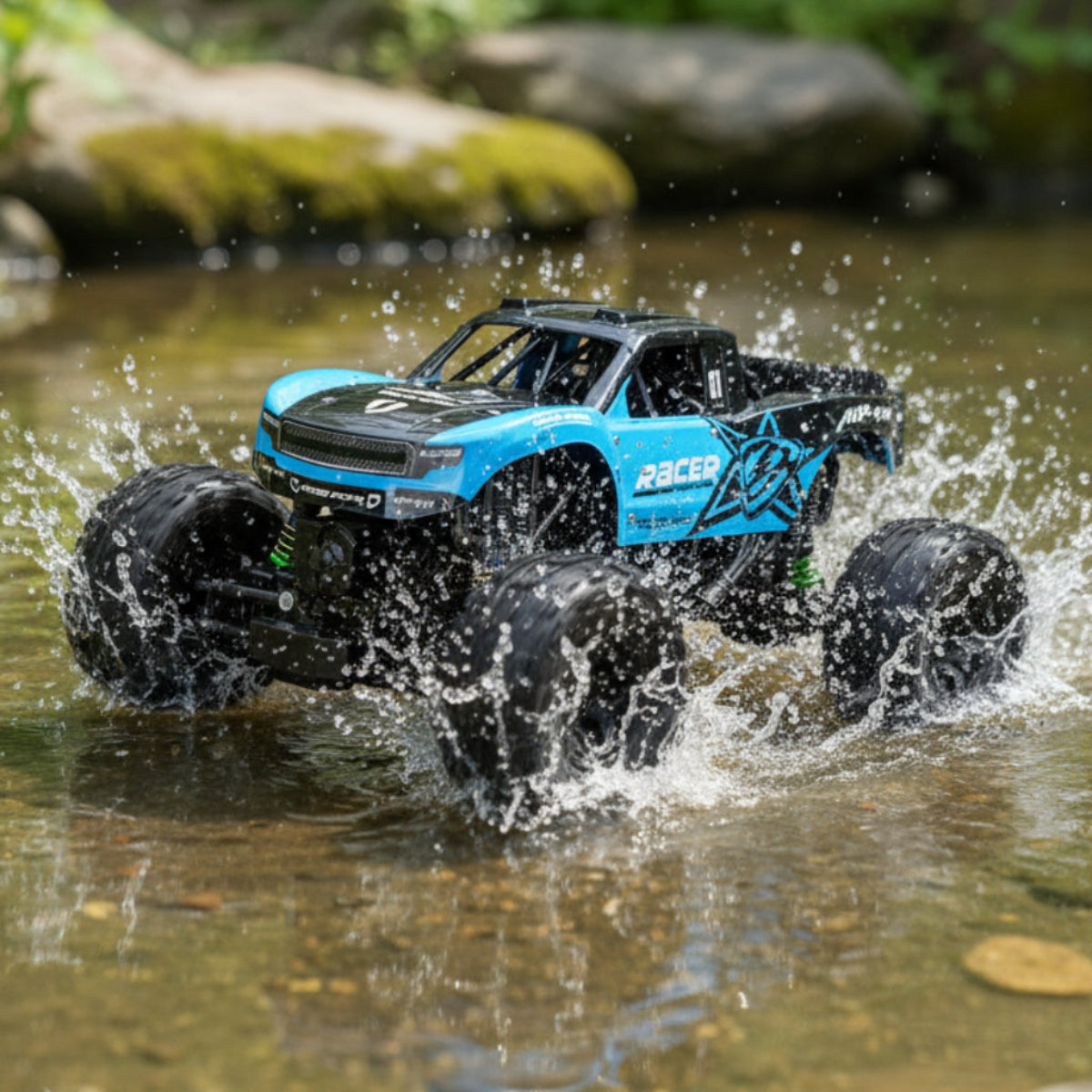 Amphibischer 4x4 Offroad-RC-Monstertruck mit 2,4-GHz-Fernsteuerung