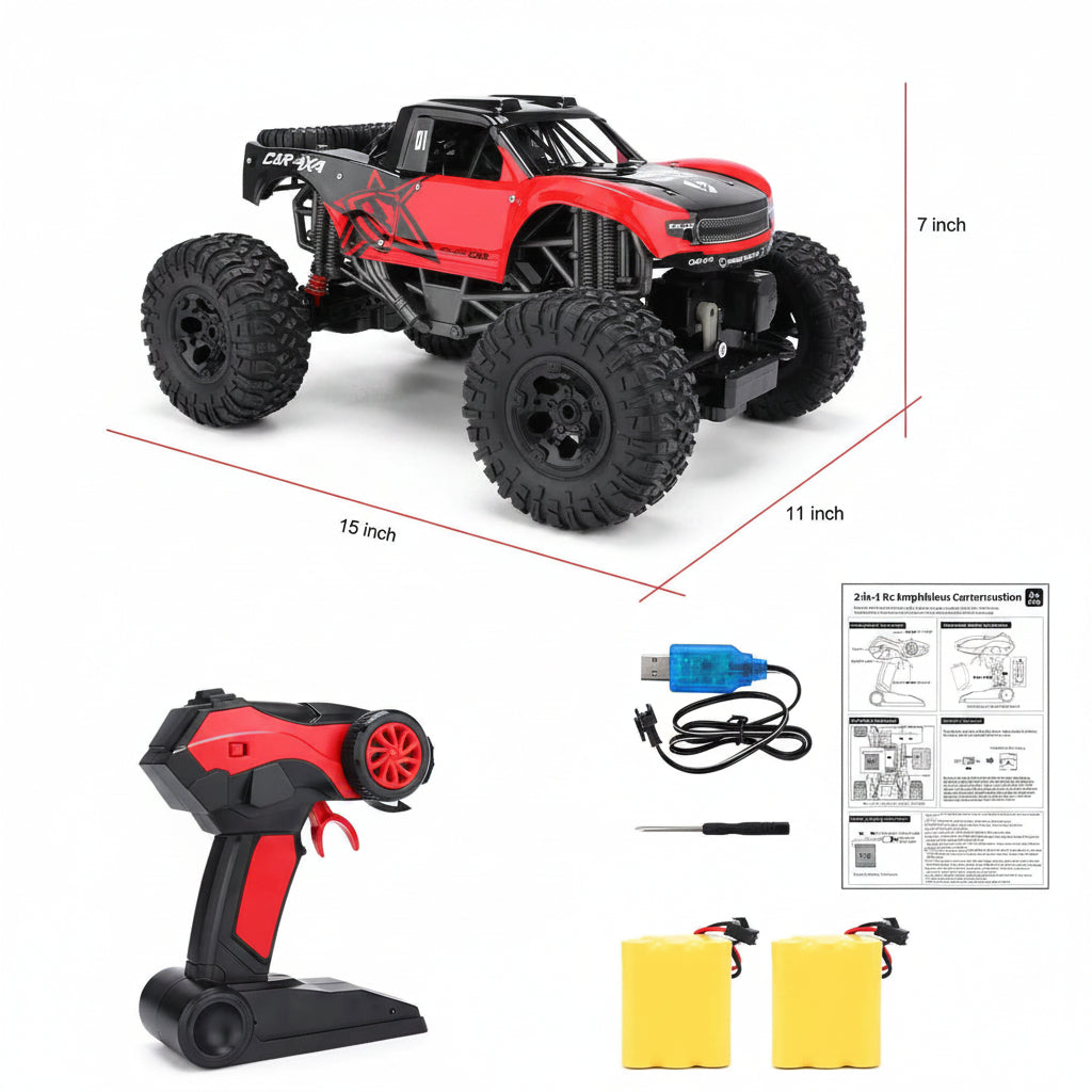 Amphibischer 4x4 Offroad-RC-Monstertruck mit 2,4-GHz-Fernsteuerung
