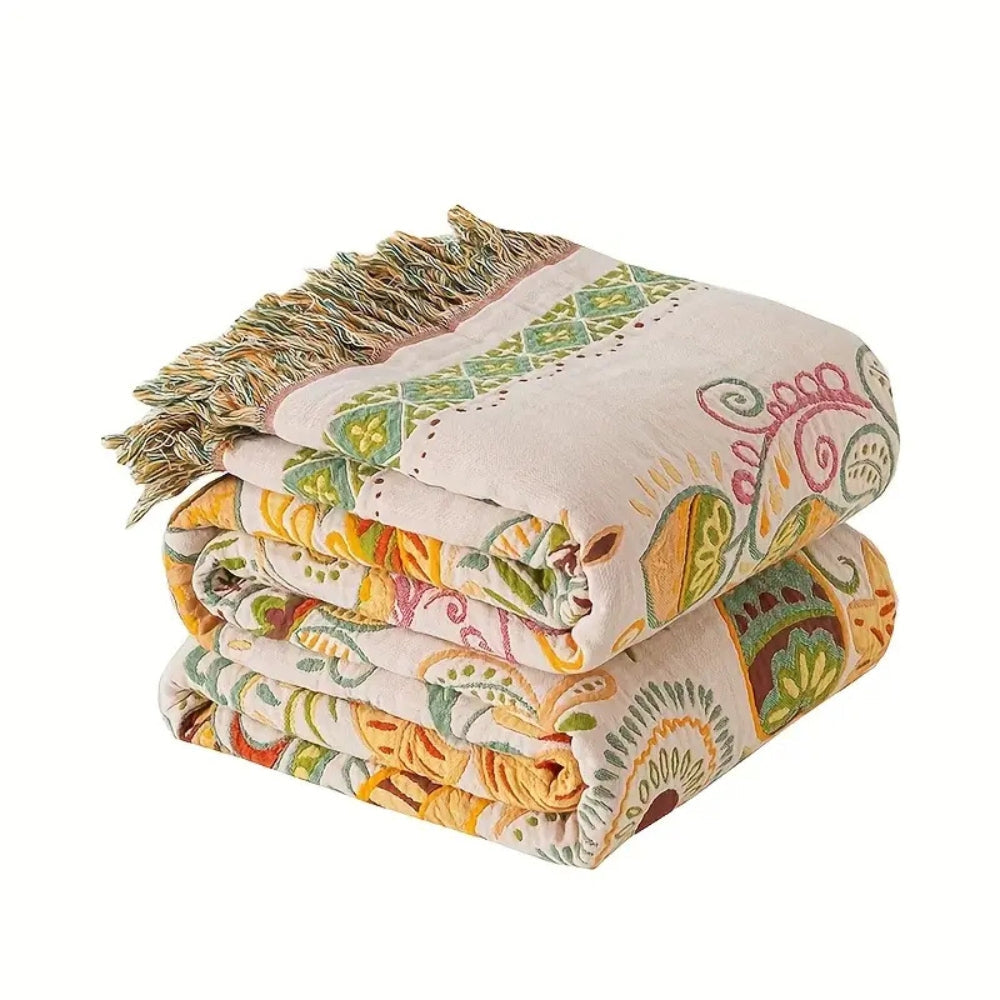 Wendbare Boho-Decke: Weicher Komfort mit Blumenmuster