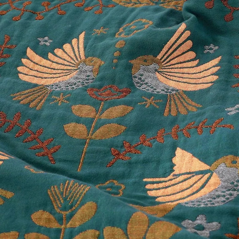 Wendbare skandinavische Vogel-Kuscheldecke | 100% Baumwolldecke