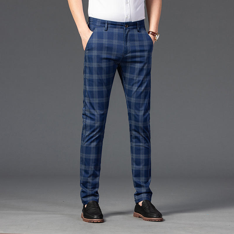 Karierte Slim Fit Herren-Chinohose