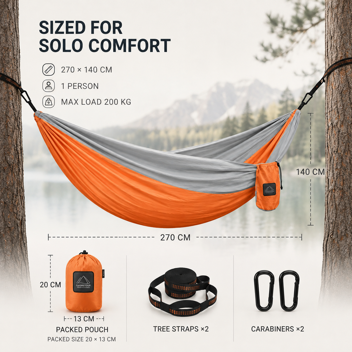 Kompakte Doppel-Hängematte fürs Camping