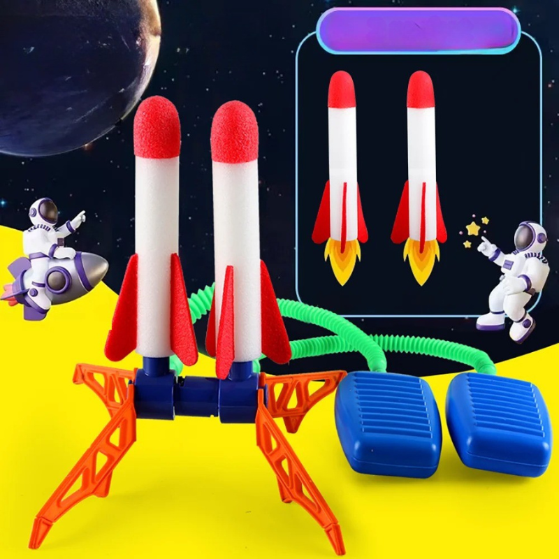 Fussbetriebenes Outdoor-Raketen- und Abschussrampen-Set für Kinder