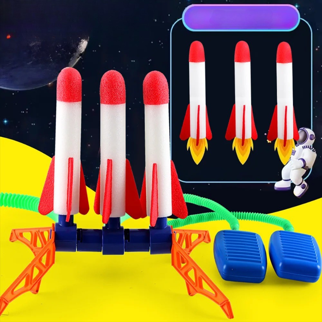 Fussbetriebenes Outdoor-Raketen- und Abschussrampen-Set für Kinder