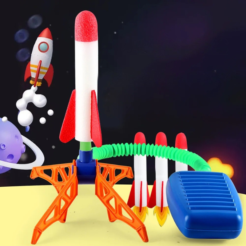 Fussbetriebenes Outdoor-Raketen- und Abschussrampen-Set für Kinder