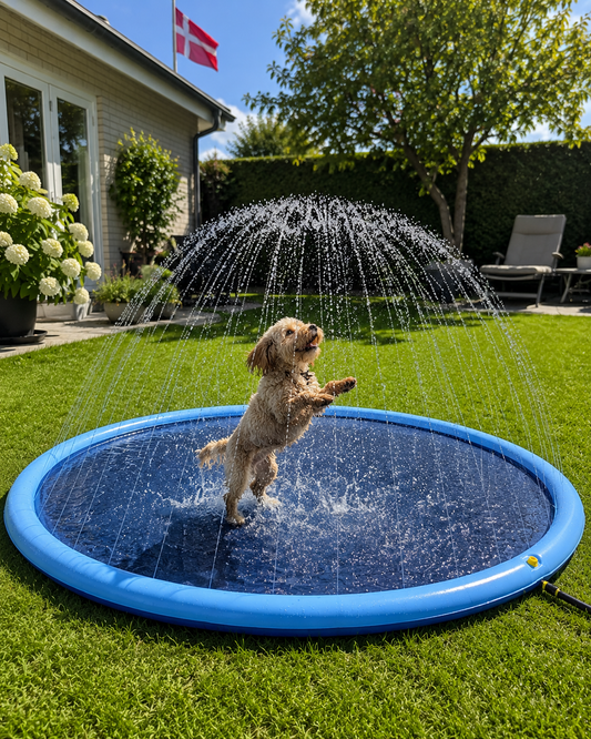 Hundepool mit Wassersprüher (in Grössen passend für kleine und grosse Hunde gleichermassen)