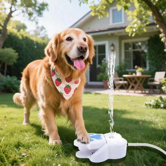 Hundebrunnen mit Pfotenmuster - Wasserspiel für Hunde